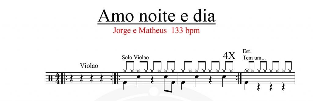 Amo Noite e Dia – Jorge & Mateus – Batera Partituras