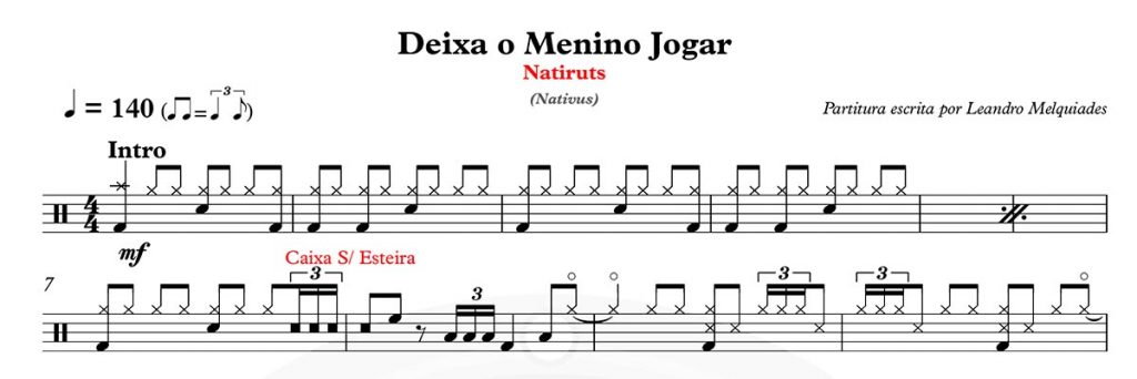 Deixa o Menino Jogar – Natiruts – Batera Partituras